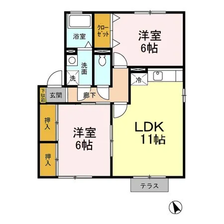 キャッスル徳久D棟108 - 画像2