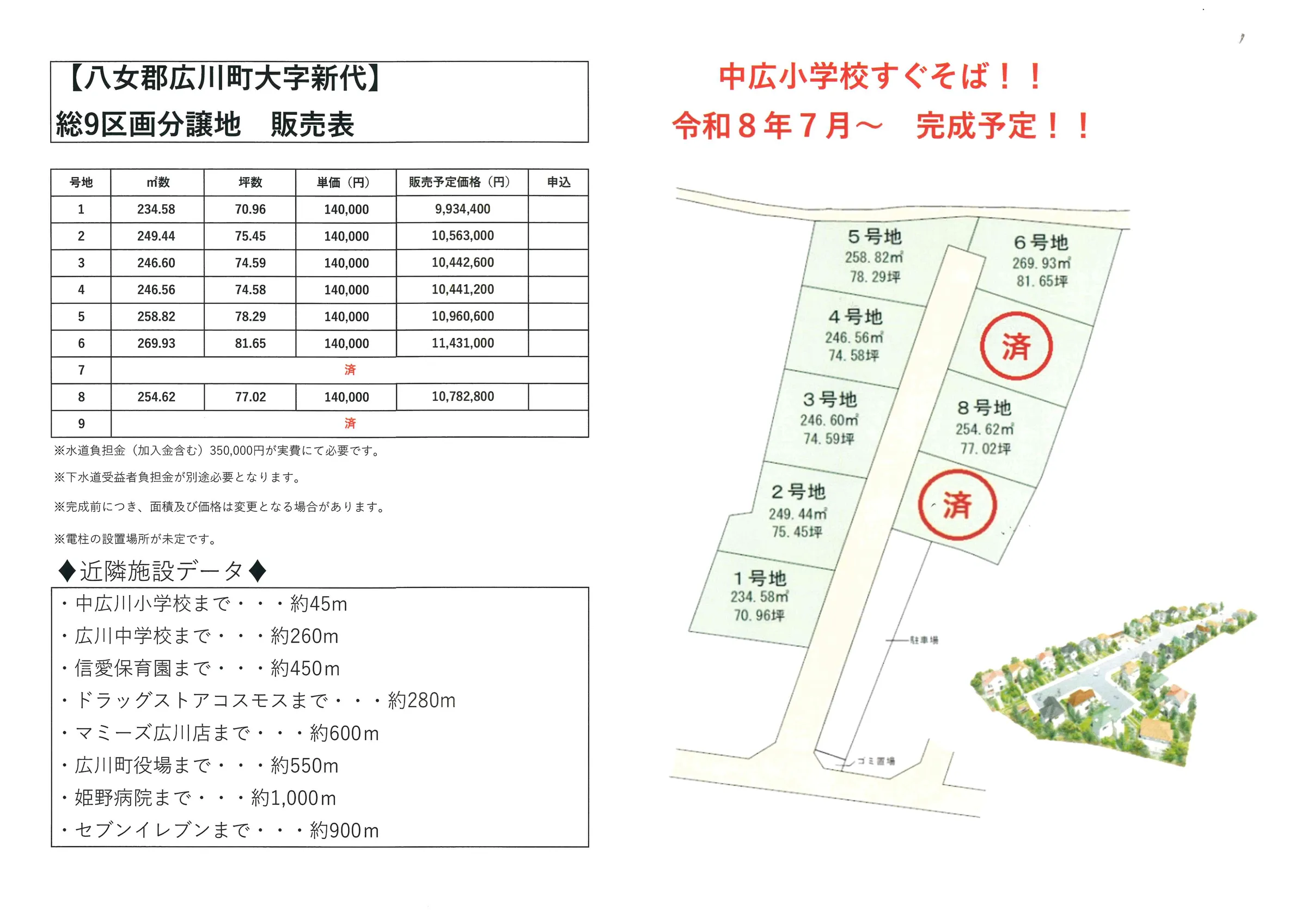 八女郡広川町大字新代9区画分譲地