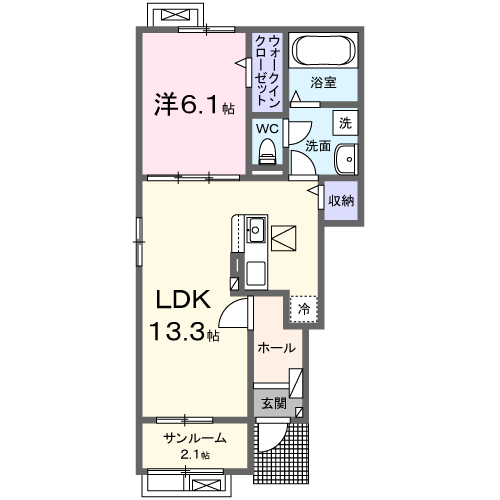 アミティエ鵜池1号館101 - 画像2