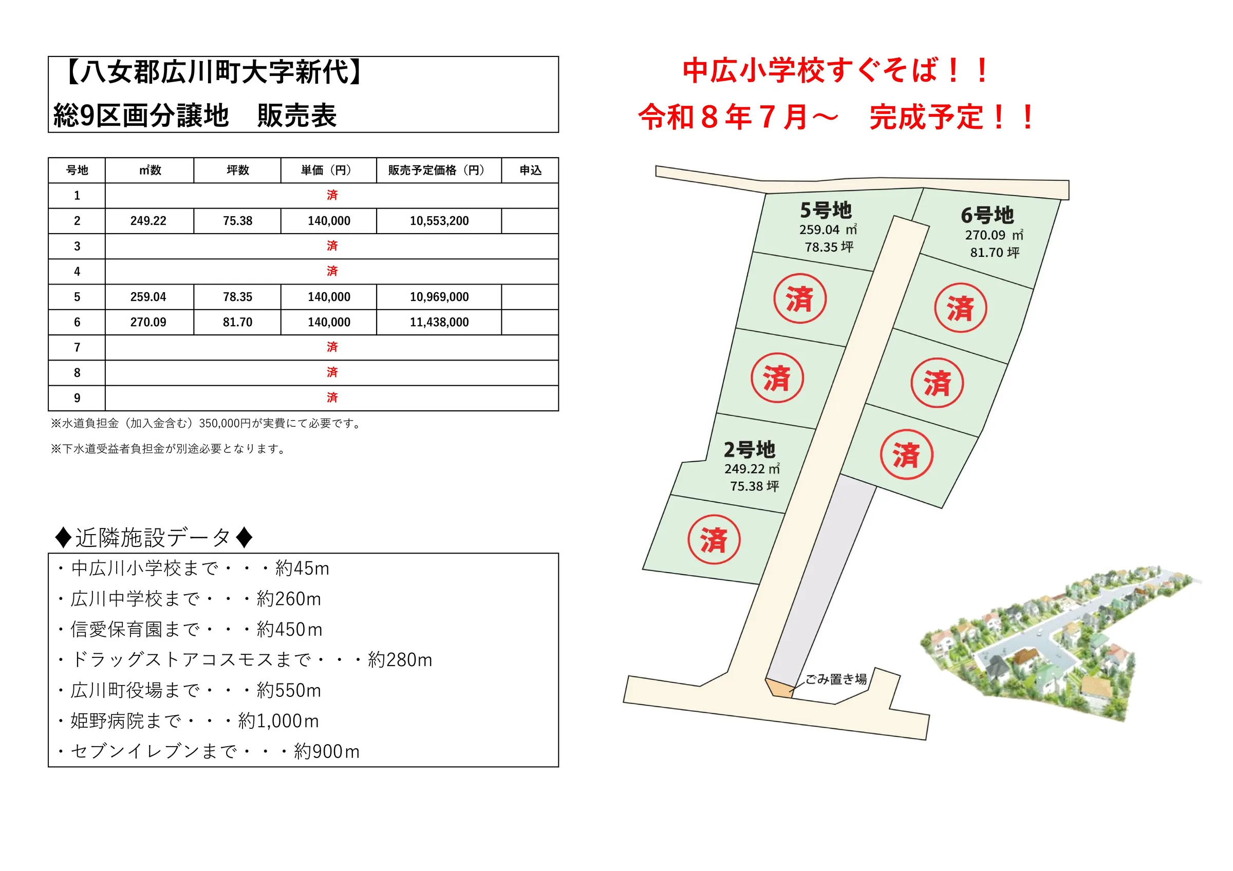 八女郡広川町大字新代9区画分譲地
